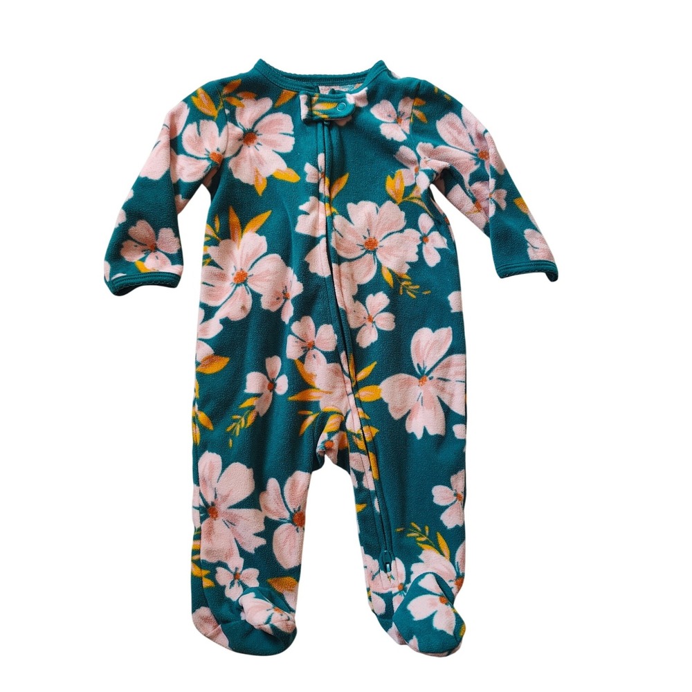 ✅4/25$✅‎ Carter's 3 months baby one piece fleece pyjama with zip floral